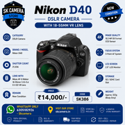 Nikon D40X DSLR Camera with AF-S NIKKOR 18-55mm f/3.5-5.6G II ED VR Lens | 6.1MP Entry-Level DSLR | Used – SK386